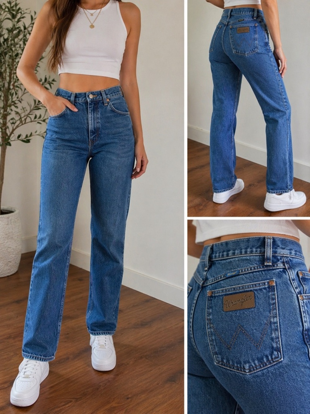 Vintage Wrangler High Rise Jeans 30x28 Straight Leg 100% Cotton